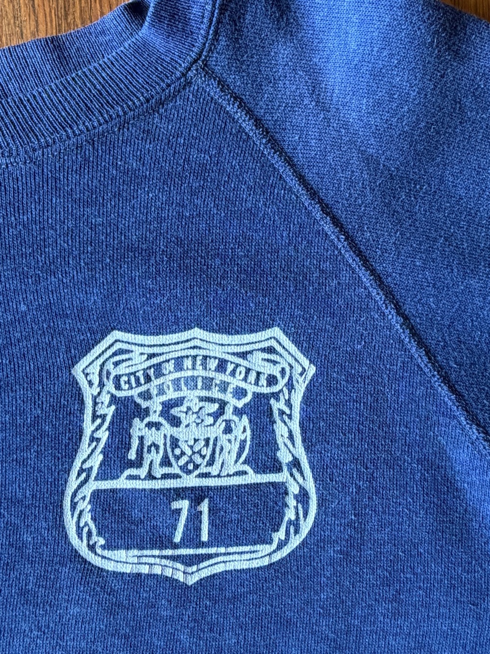 Vintage NYC Police Department Sweatshirt 1970s 80s NYPD Blue Cotton Ringer